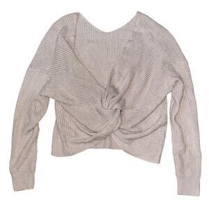 Main Strip Front Twist Lightweight Knit Tan Sweater Women's Large